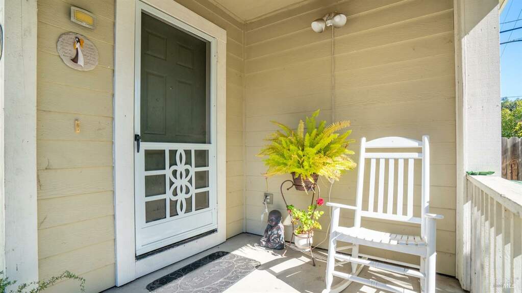 Front porch of lower unit. at 8005 Trenton Court, Forestville, CA 95436