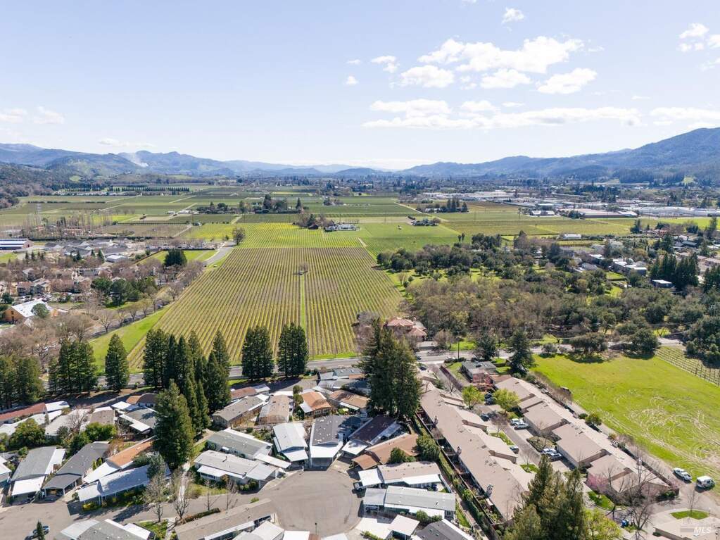 Ariel view of the Vineyard Valley 55+ Park community looking south. at 4 San Juan Court, St. Helena, CA 94574
