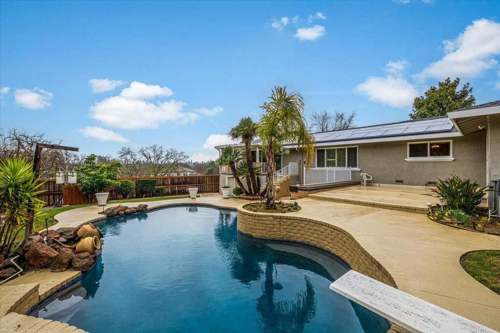 Back yard with award winning pool at 3006 Scenic Heights Way, Carmichael, CA 95608