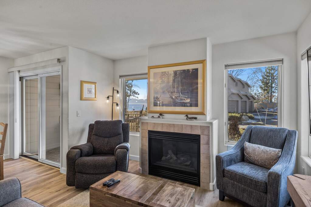 The focal point of the living area? Maybe not next to the window with Lake view! at 8004 North Lake Garden Boulevard #GARDEN UNIT 2, Kings Beach, CA 89502
