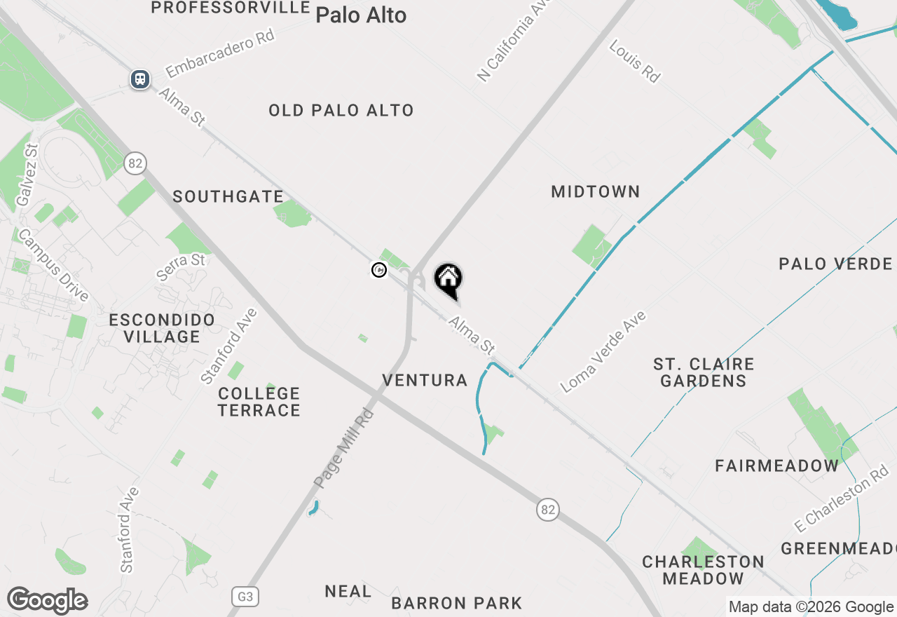 Map of 2571 Alma Street, Palo Alto, CA 94301