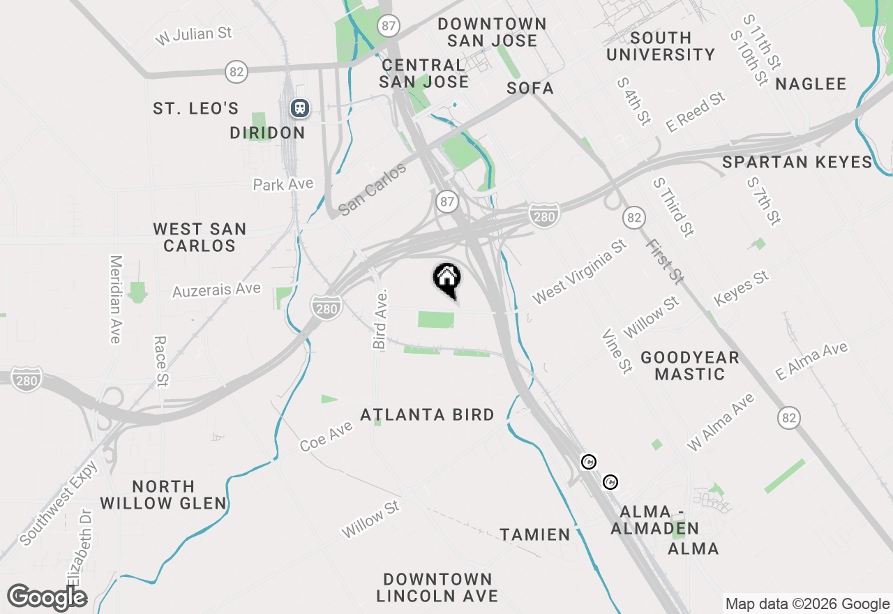 Map of 421 W Virginia Street, San Jose, CA 95125
