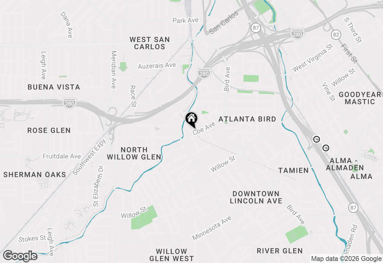 Map of 895 Coe Avenue, San Jose, CA 95125