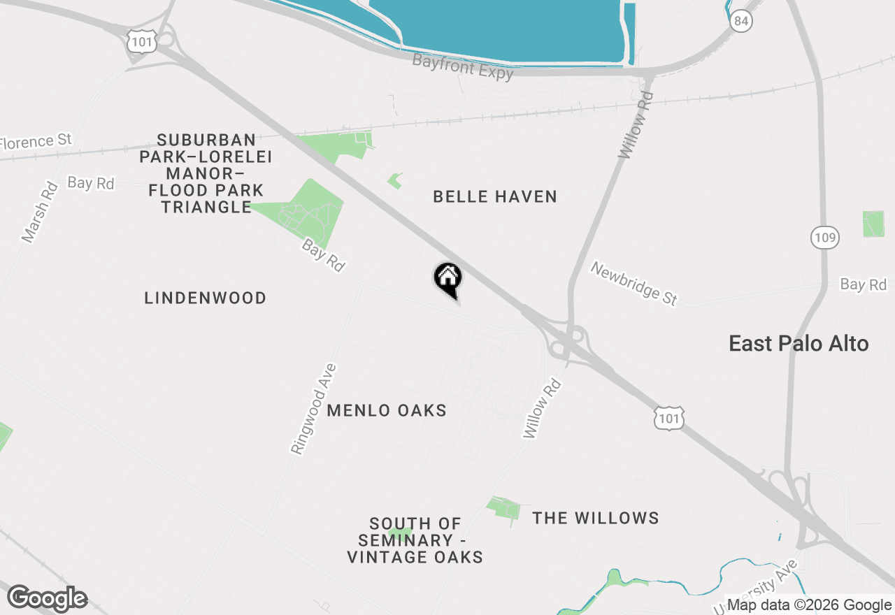 Map of 619 Bay Road, Menlo Park, CA 94025