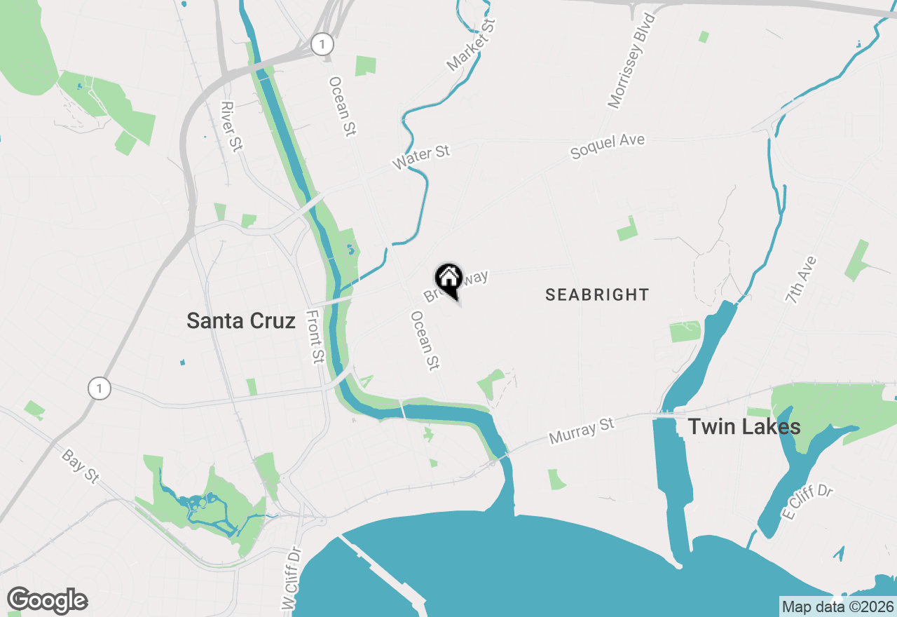Map of 205 Roosevelt Terrace, Santa Cruz, CA 95060