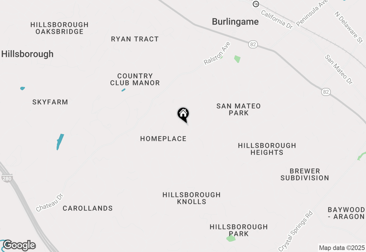 Map of 615 Devon Drive, Hillsborough, CA 94010