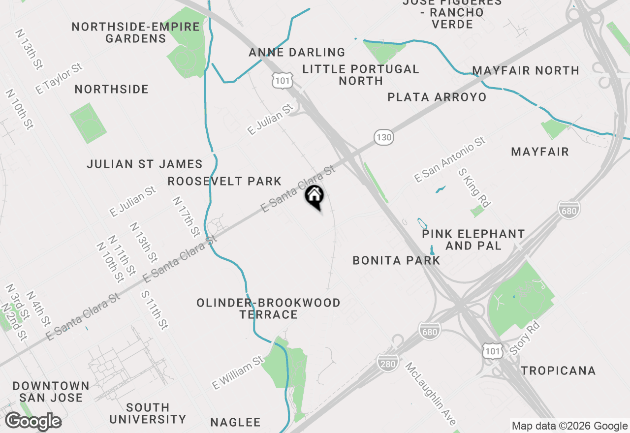 Map of 119-121 S 26th Street, San Jose, CA 95116