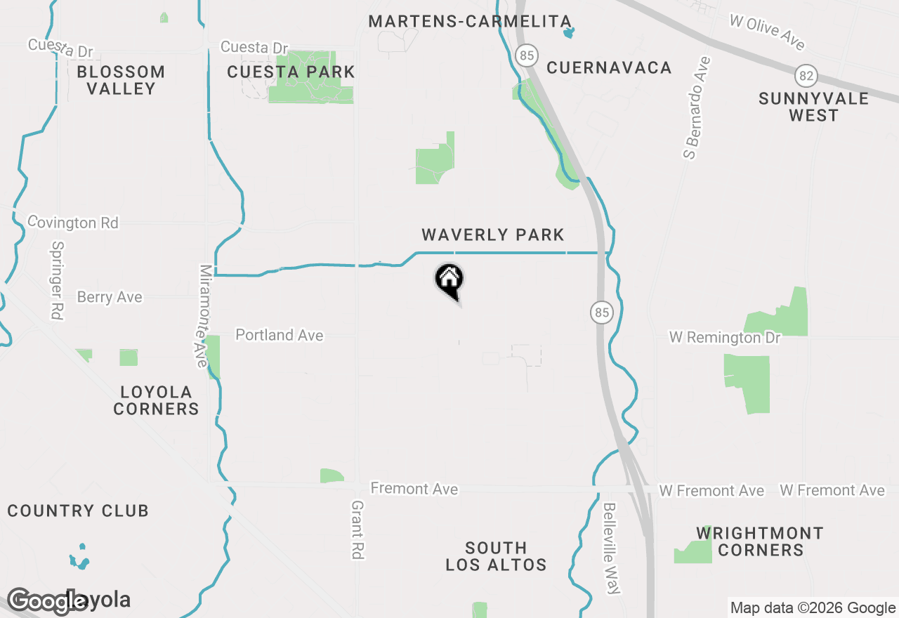 Map of 3404 Ridgemont Drive, Mountain View, CA 94040