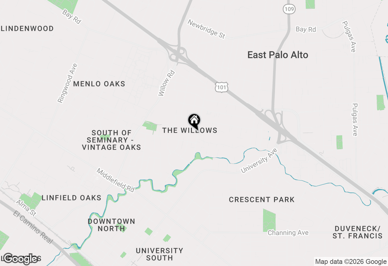 Map of 111 Elm Street, Menlo Park, CA 94025