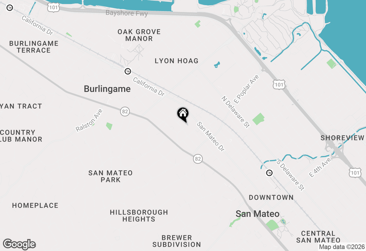 Map of 612 Highland Avenue, San Mateo, CA 94401