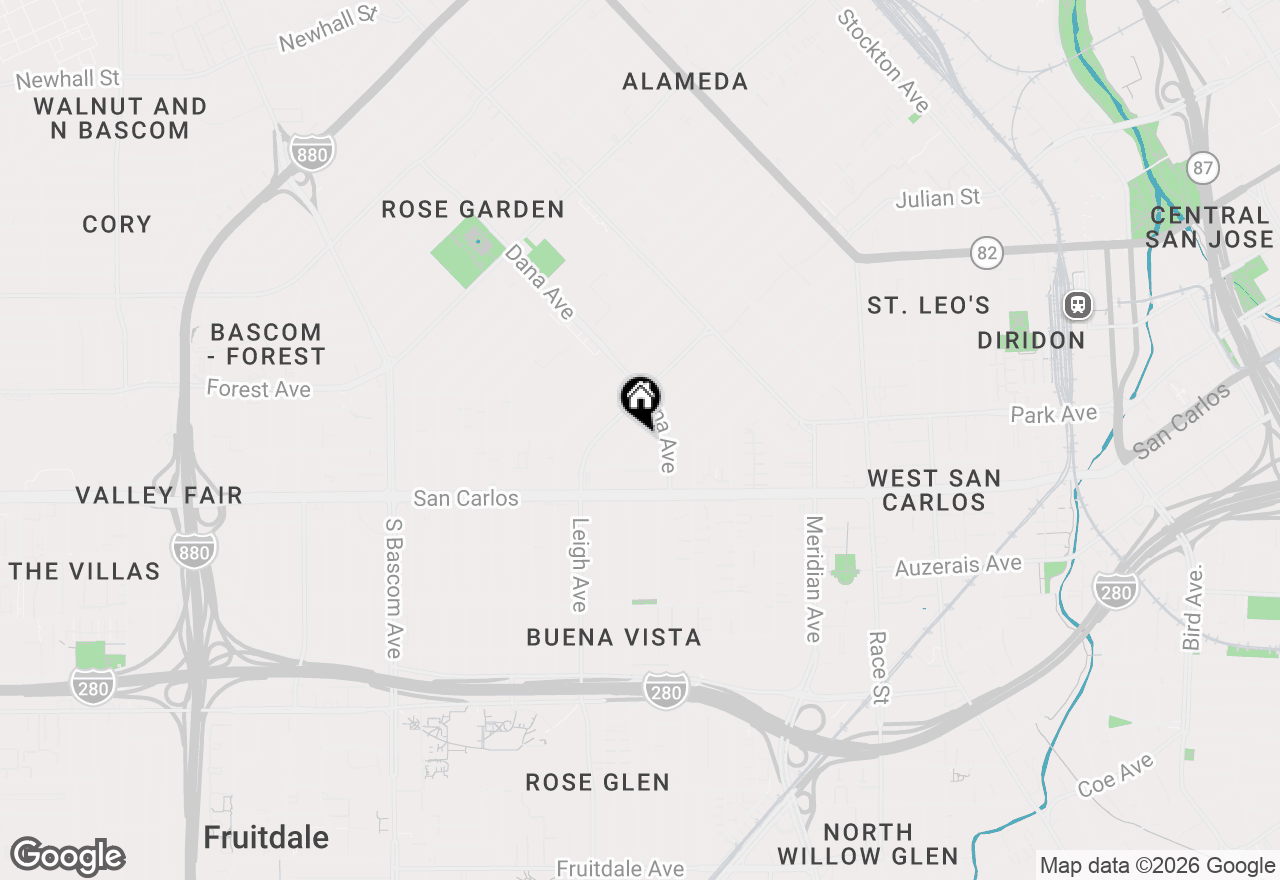 Map of 1660 Hanchett Avenue, San Jose, CA 95128