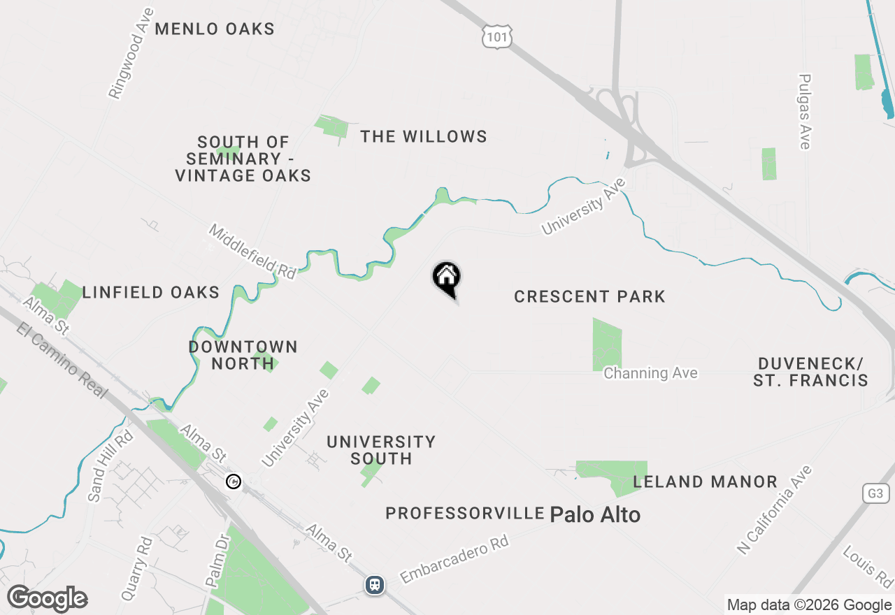 Map of 649 Seneca Street, Palo Alto, CA 94301