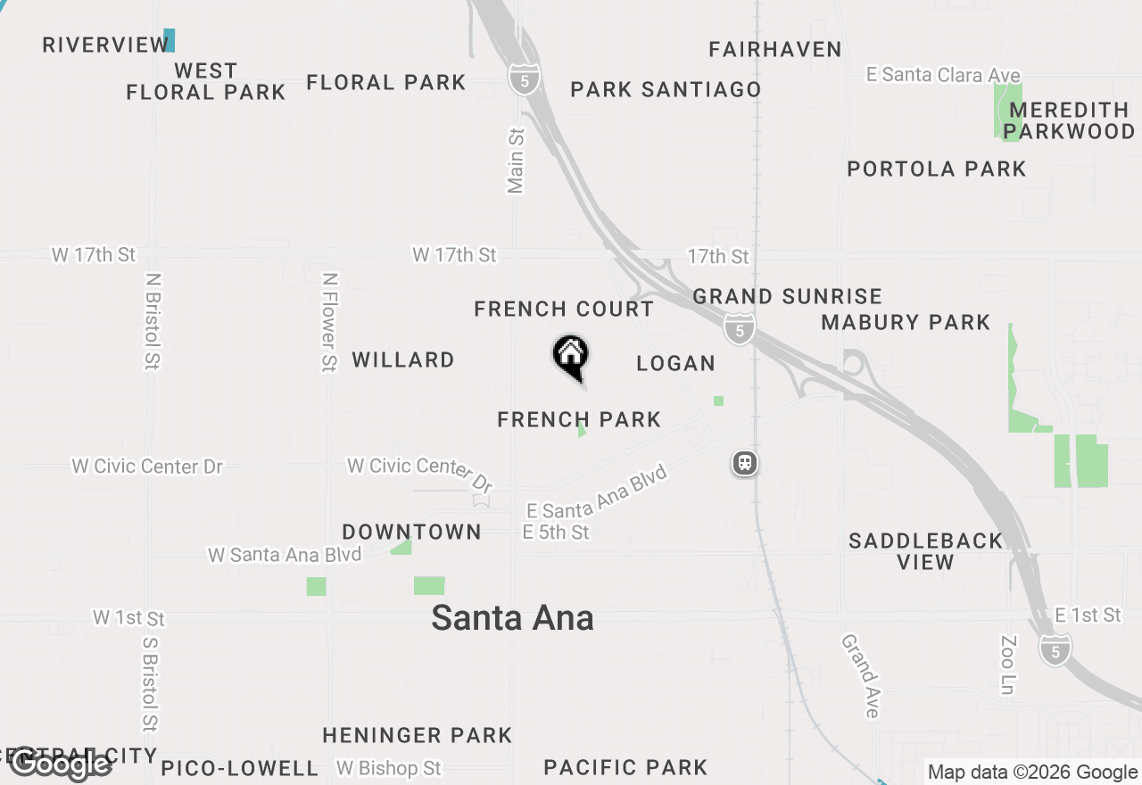 Map of 1104 French Street, Santa Ana, CA 92701