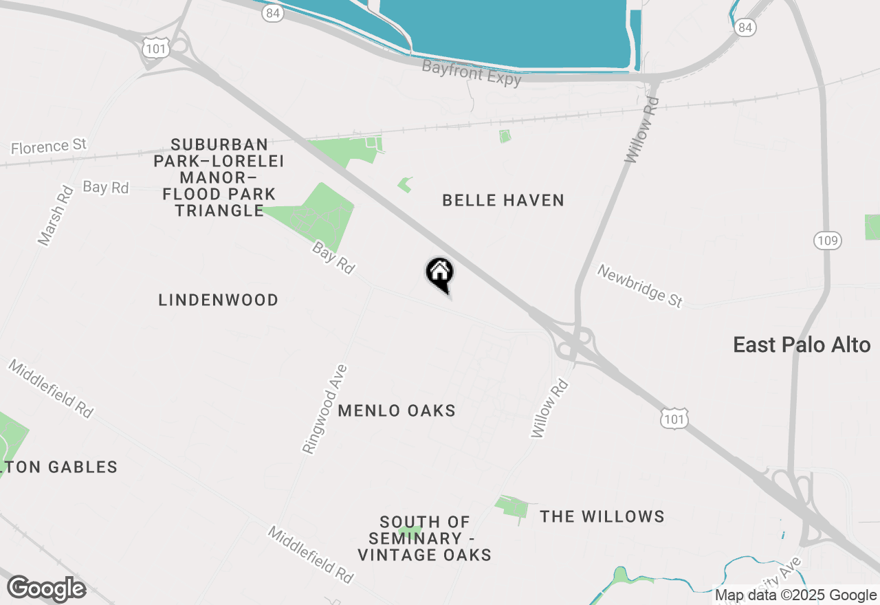 Map of 539 Bay Road, Menlo Park, CA 94025