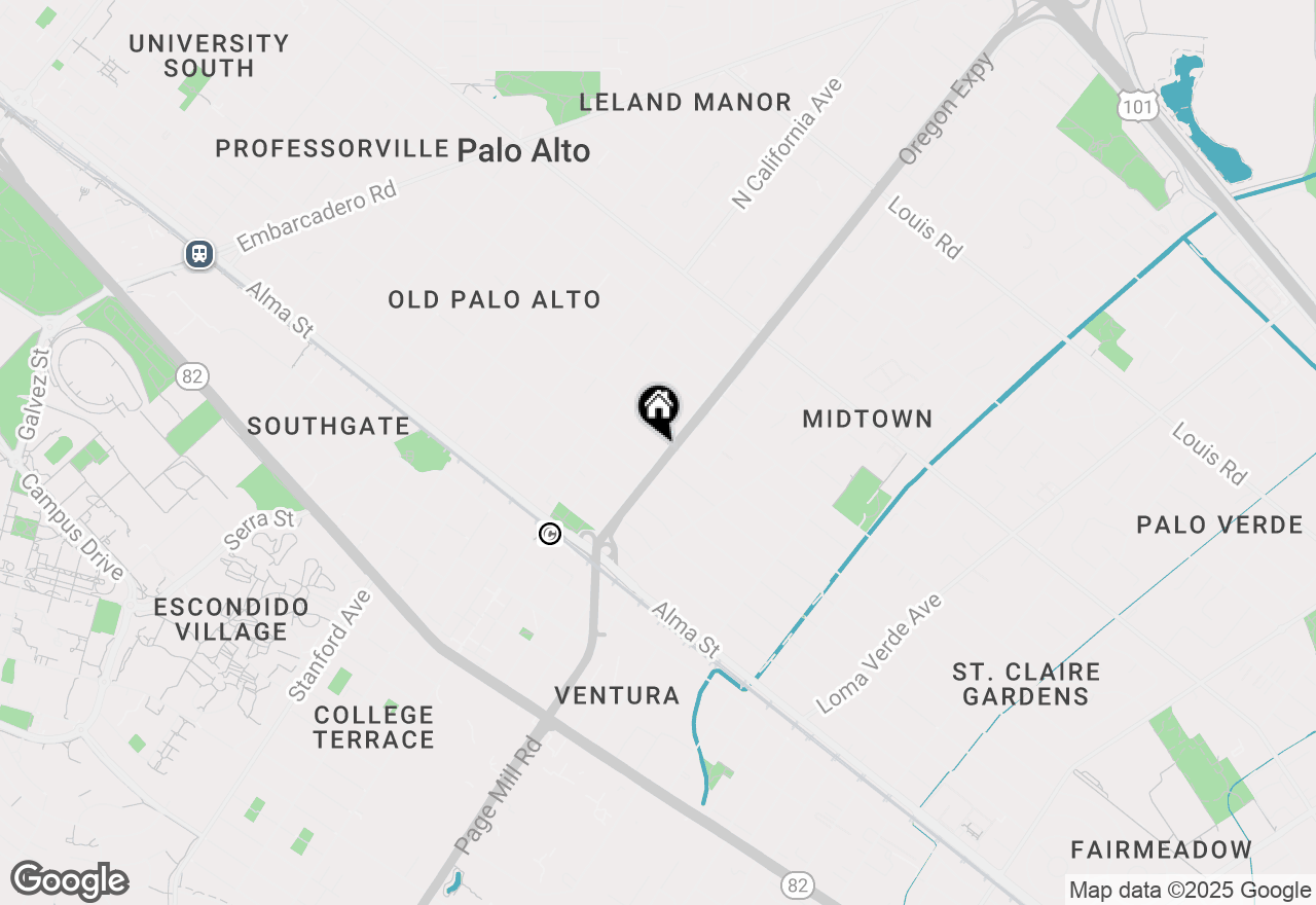 Map of 2399 South Court, Palo Alto, CA 94301