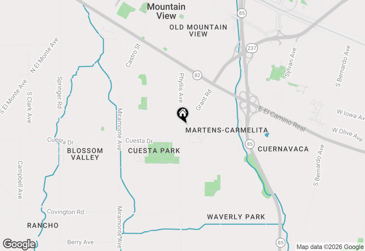 Map of 1525 Tyler Park Way, Mountain View, CA 94040