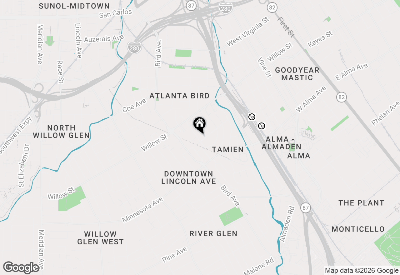 Map of 1232 Delmas Avenue, San Jose, CA 95125