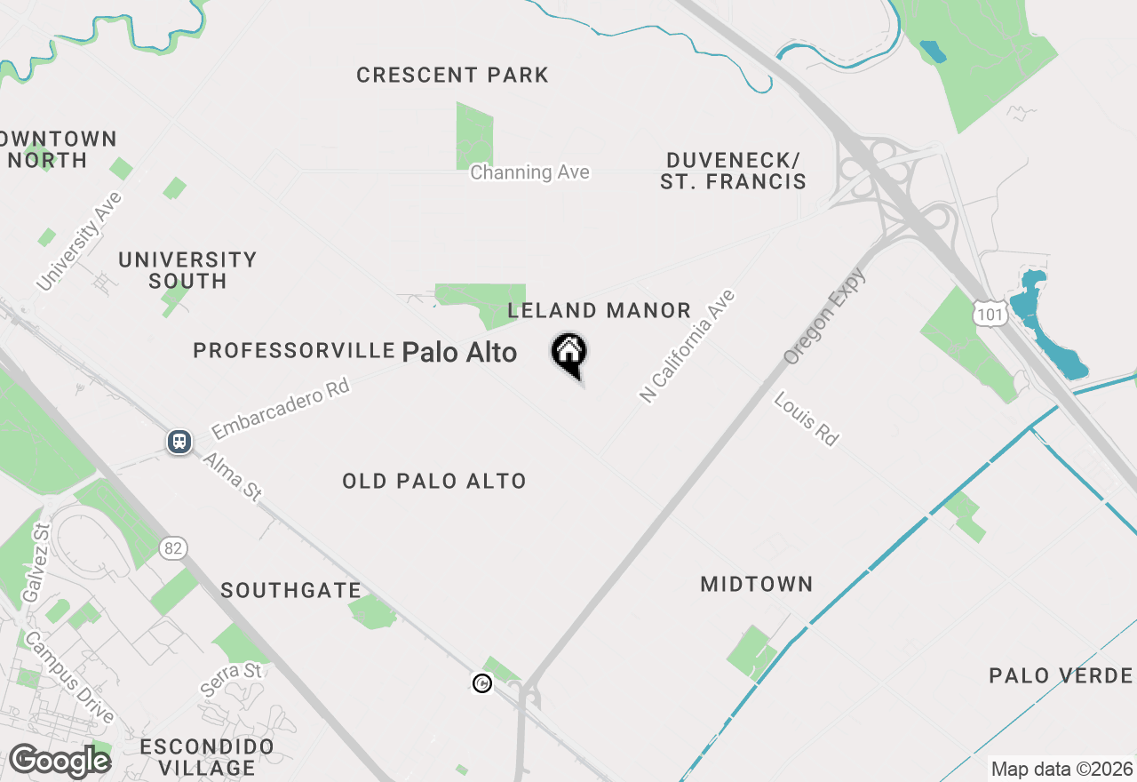 Map of 755 Northampton Drive, Palo Alto, CA 94303