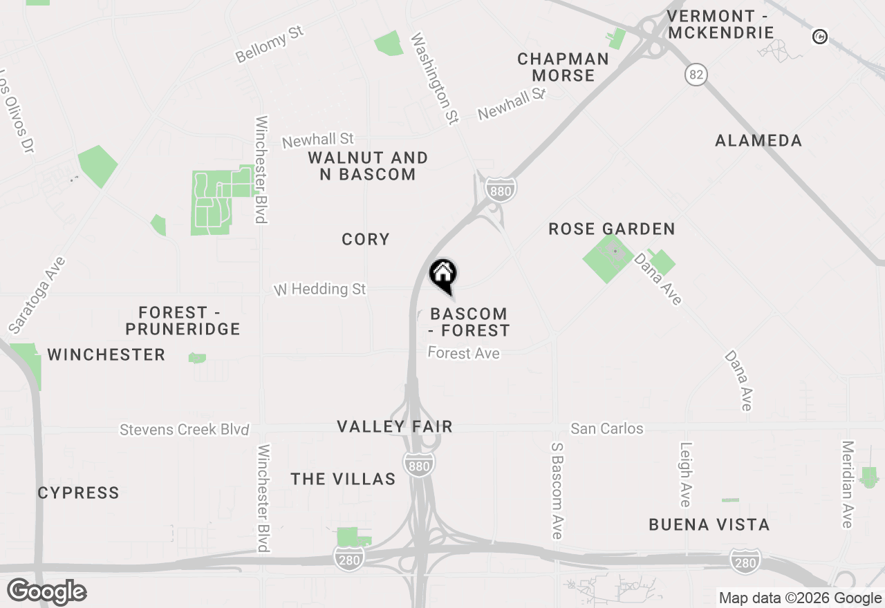 Map of 2167 Emory Street, San Jose, CA 95128