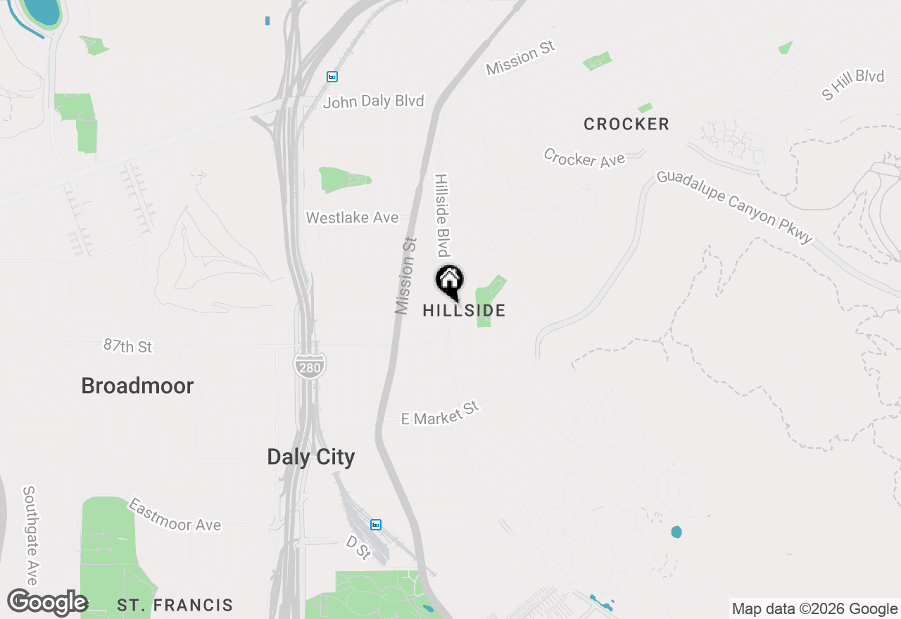 Map of 673 Hillside Boulevard, Daly City, CA 94014