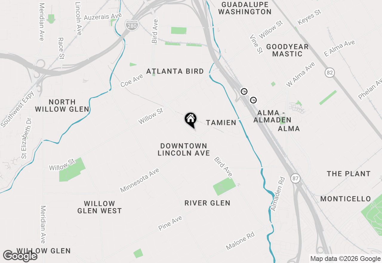 Map of 1336 Bird Avenue, San Jose, CA 95125