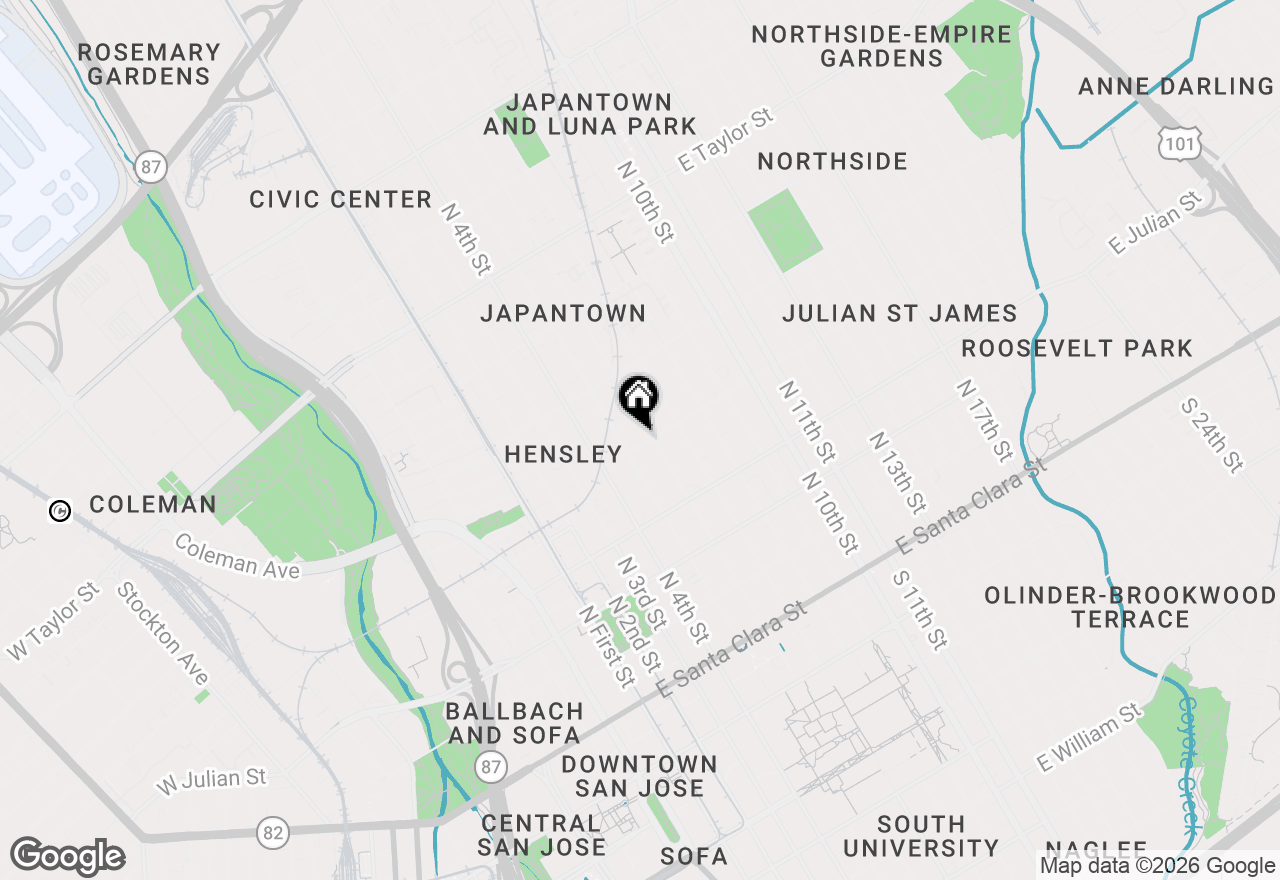 Map of 229 Washington Street, San Jose, CA 95112