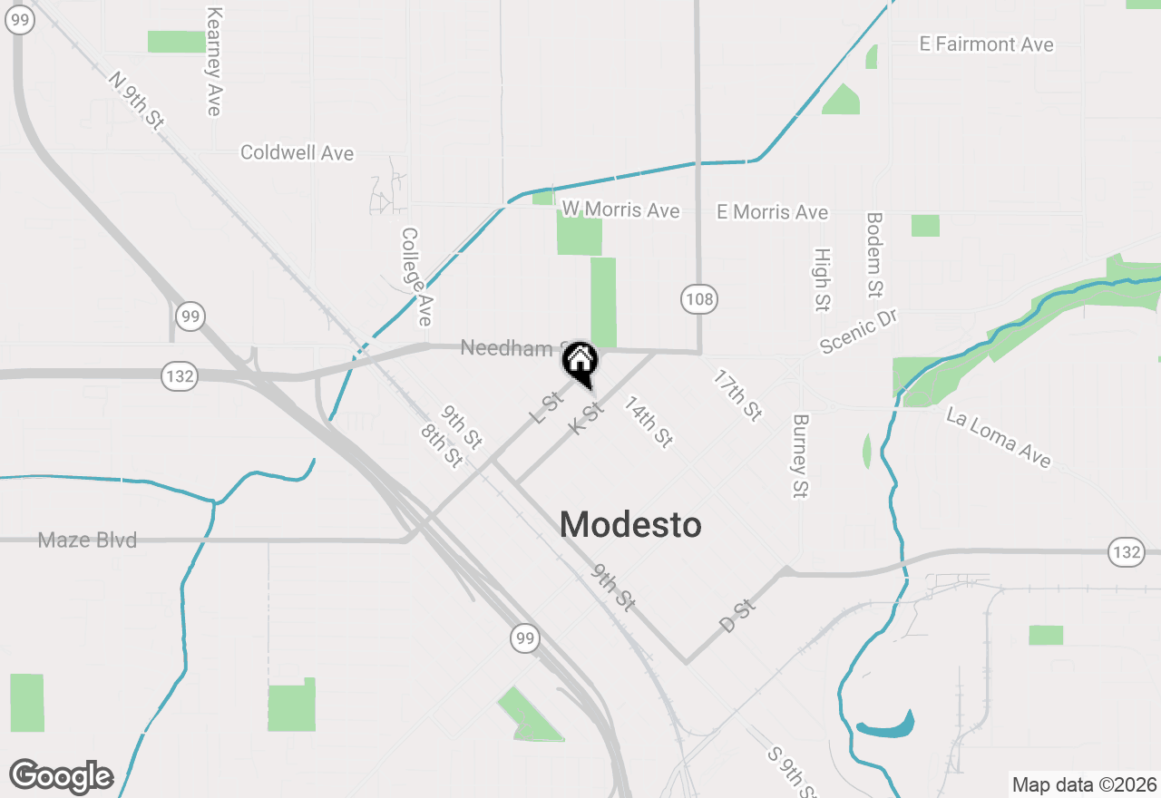 Map of 1115 13th Street, Modesto, CA 95354