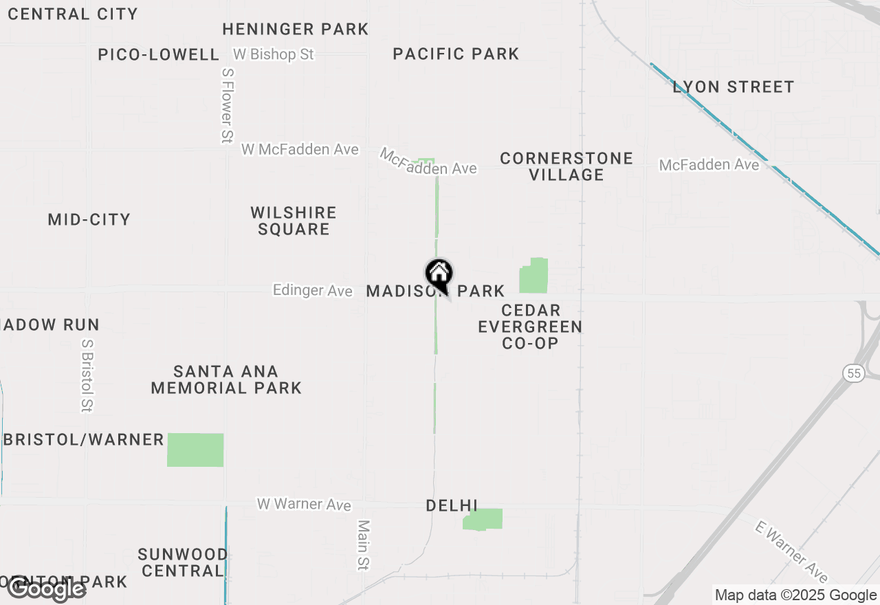 Map of 1604 Oak Street, Santa Ana, CA 92707