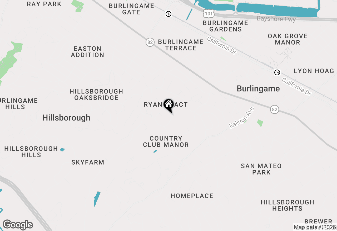 Map of 1850 Brookvale Road, Hillsborough, CA 94010