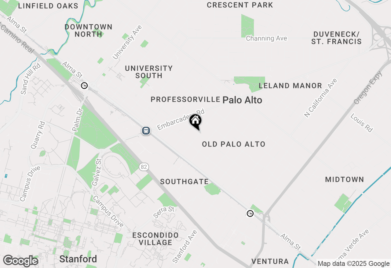 Map of 1480 Bryant Street, Palo Alto, CA 94301